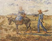 Vincent Van Gogh Morning:Peasant Couple Going to Work (nn04) oil painting reproduction